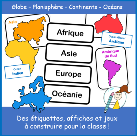 Continents, Océans, globe, planisphère | C'est élémentaire - cycle 2